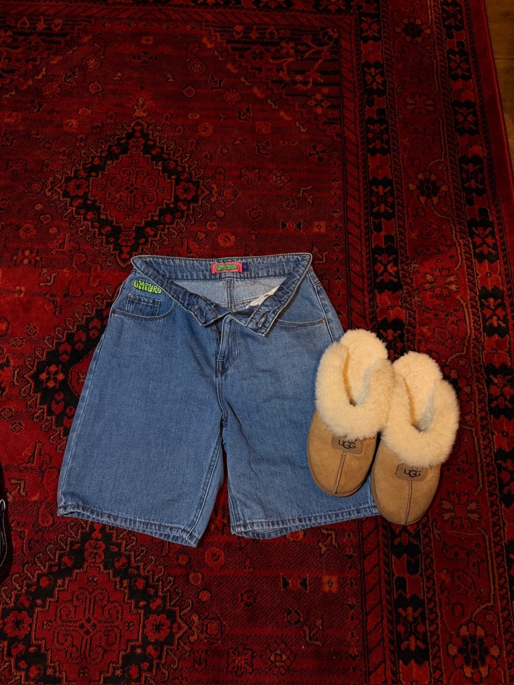 OshKosh B'gosh Light Blue Denim Shorts with Green Waist Label